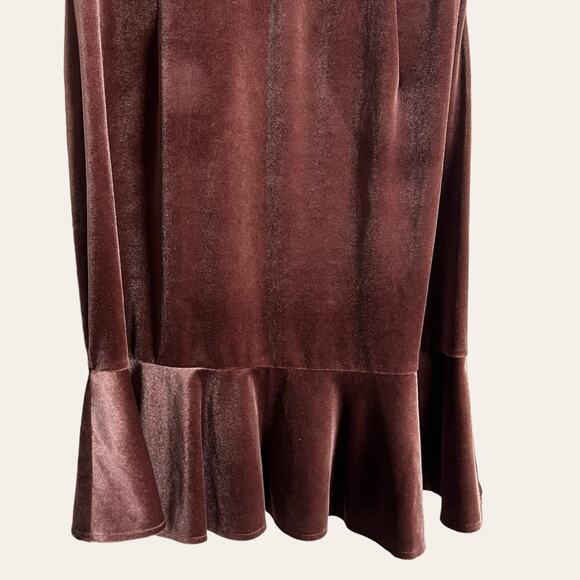 Rebecca Minkoff Tiffany Mauve Velvet Ruffle Hem Sleeveless Sheath Dress Size 4 - Picture 7 of 11